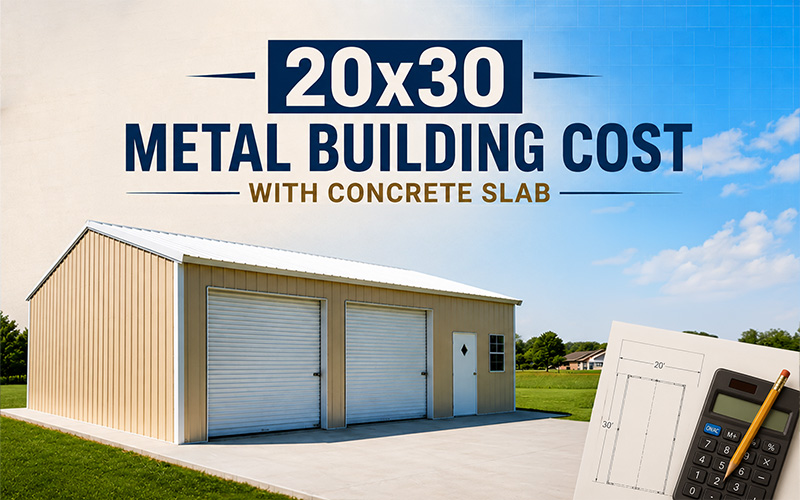 20x30 metal building cost with concrete slab